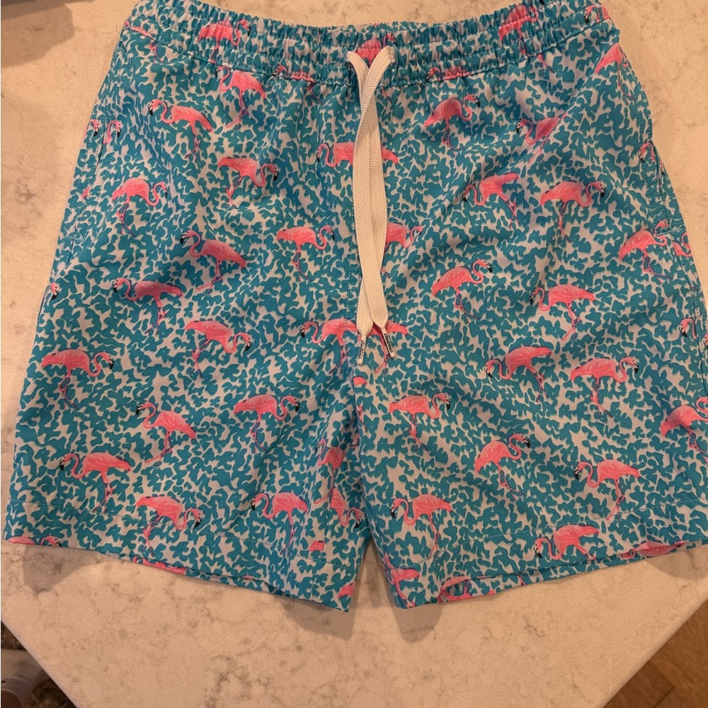 Chubbies Turquoise Flamingo Print Swim Shorts